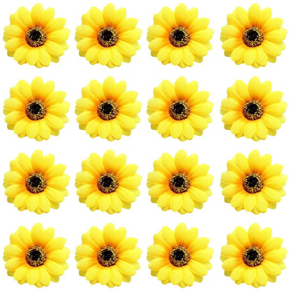 Lawie 16 Pack Artificial Fake Yellow Small Daisy Sunflower Hair Clips Floral Hairpins Alligator Barrettes Brooches Pins Wedding Hawaiian Party Silk Flower Headpiece Holiday Decoration for Women Girls