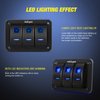 Nilight 90017C 3 Gang Aluminum Panel Toggle Dash 5 Pin On/Off Pre-Wired Rocker Switch Holder for Automotive Car Marine Boat, 2 Years Warranty,Blue