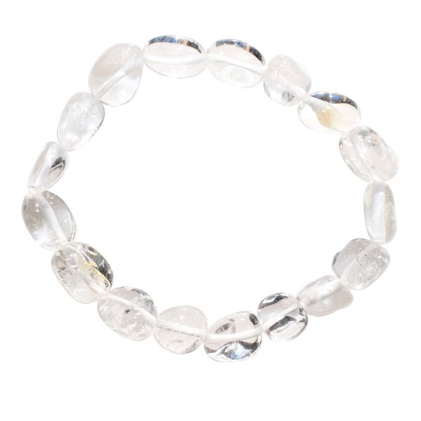 CHARGED Amplifier Clear Quartz Crystal Bracelet Tumble Polished Stretchy + Selenite Heart Charging Crystal Included (AMPLIFY BODY & THOUGHT ENERGY - INCREASE HEALING ENERGY- THE STONE OF POWER)
