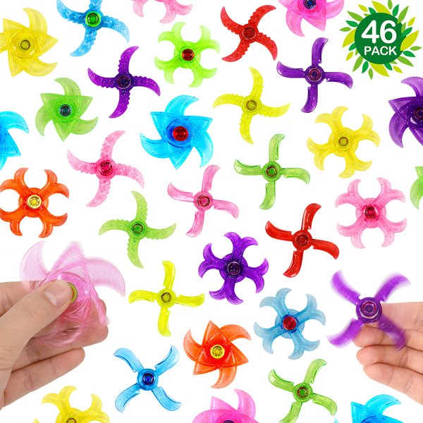 46-Pack Party Fidget Gyro Set,Mini Plastic Finger Gyro,Fidget Toys Party Pack for Classroom Rewards,Birthday Party Favors,Goodie Bag Fillers