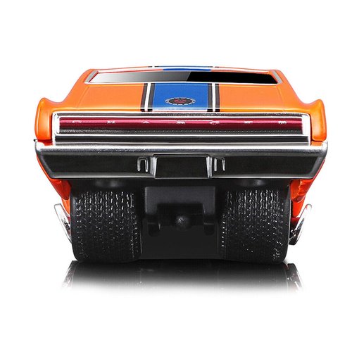 1966 Charger 426 C.I. Orange with Blue Stripe 1/64 Diecast Model Car by Muscle Machines 15542or