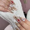 KACHIMOO 24pcs Luxury Nail Charms Laser Design Heart Nail Charm Alloy Gold Nail Art Rhinestones Nail Gems Shiny Nail Art Supplies for Women DIY