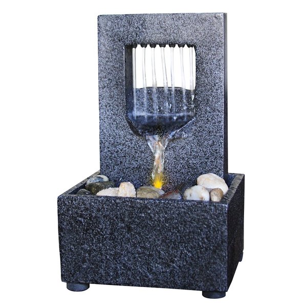 Nature's Mark Raining Spout LED Relaxation Water Fountain with Authentic River Rocks 10063