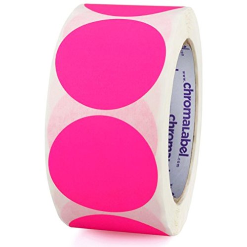 ChromaLabel 2 Inch Round Colored Stickers, High Visibility Permanent Sticky Dots Color Coding Labels, Easy to Write On Colored Dot Stickers - 500 Sticker Labels per Roll, Matte Finish Fluorescent Pink