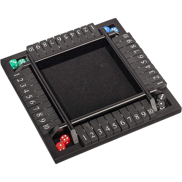 WE Games 8.5 inch 4-Player Shut The Box Wooden Board Game, Travel Size, Black Stained Wood