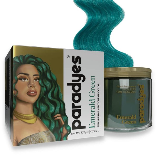 Paradyes Emerald Green Semi Permanent Conditioner Based Hair Color Enriched with Vegan, Natural and Herbal Hair dyes - lasts up to 8-10 washes (4.2 oz)