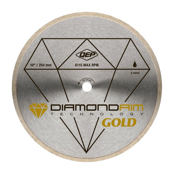 QEP 10" Continuous Rim Premium Diamond Blade for Wet or Dry Cutting of Ceramic, Porcelain, and Marble Tile
