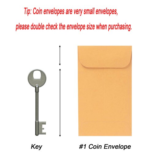 Xxcxpark 500 PCS #1 Coin Envelopes, 2-1/4” x 3-1/2” inches Brown Kraft Envelopes Classic Small Parts Envelopes with Self Adhesive Gummed Flap for Coins, Cash, Credit Cards, Seeds