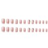 Foccna Pink Press on Nails Medium, Bling White Fake Nails Square Acrylic False Nails,French Artificial Nails for Women and Girls,24 pcs