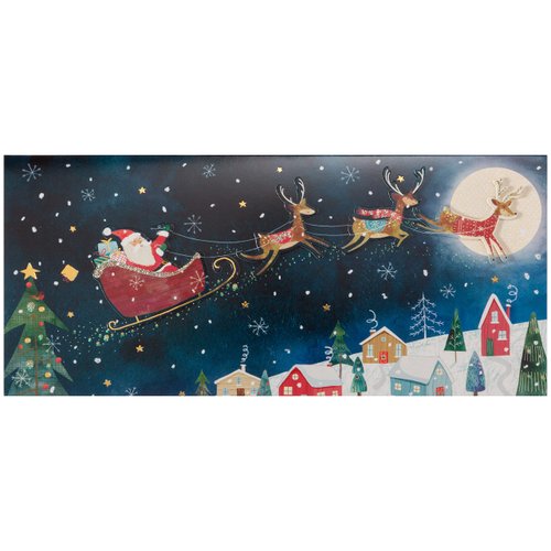NIQUEA.D Christmas Boxed Card Set, Santa & Reindeer In Night Sky, Includes a Holiday Sentiment and Coordinating Envelope, Set of 8 (NXB-0037), multicolored, 3.875" X 8.5"