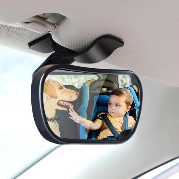 YQDUVNEY Wide Interior Rearview Baby Mirror,Car Mirror For Baby,Clip On Back Seat Baby Mirror,360 Degree Adjustable Suction Cup Mirror