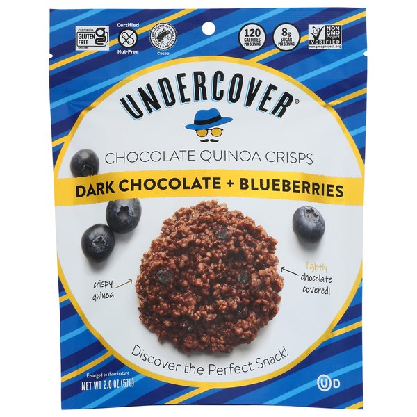 UNDERCOVER CHOCOLATE CO Dark Chocolate + Blueberries Crispy Quinoa Snack, 2 OZ