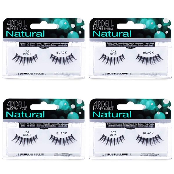 Ardell Natural Lashes False Eyelashes 102 Black Demi (4 pack)