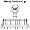 Soap Holder Shower, Suction Cup Soap Dish for Shower with 4 Hooks, 304 Stainless Steel, Silver