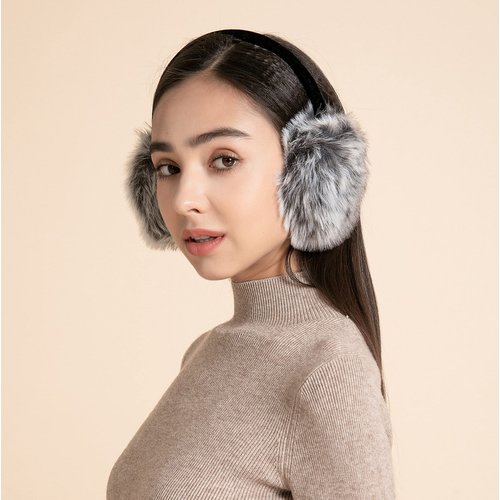 ZLYC Womens Girls Winter Fashion Adjustable Faux Fur EarMuffs Ear Warmers, Grey