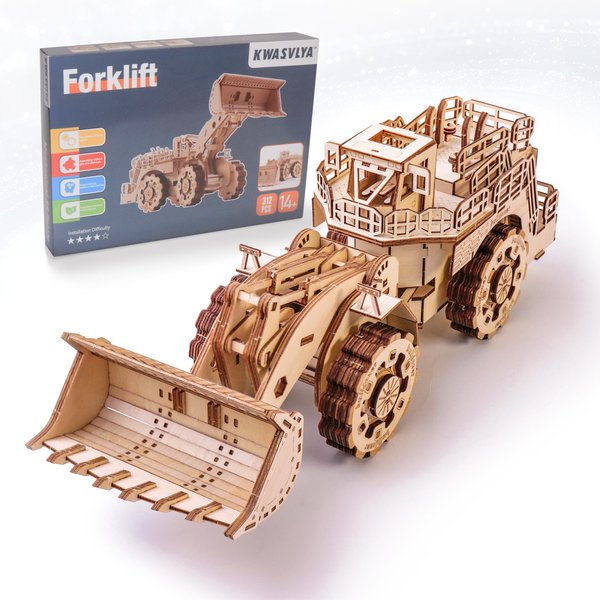 KWASVLYA 3D Wooden Puzzles,Forklift Model Kits, Wooden Puzzles for Adults and Teens, Educational Brain Teaser Assembly Model Car, Gifts for Christmas/Birthday