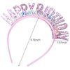 WantGor Birthday Crown Birthday Headband, Happy Birthday Headband for Women Birthday Tiara Headpiece Happy Birthday Decorations, Birthday Gifts Party Accessories (Pink, Medium)