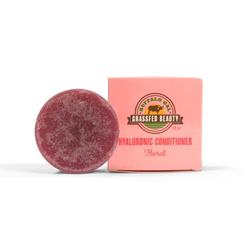 Buffalo Gal Grassfed Beauty Hyaluronic Conditioner Bar, Natural Hair Conditioner for Hair Growth, Hydrating Conditioner for Dry Hair, Detangling Conditioner for All Hair Types, 3 fl oz, Floral