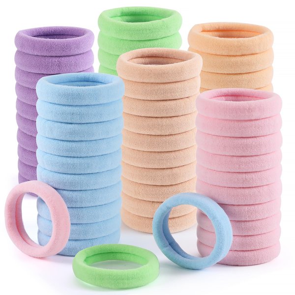 100 Pcs Thick Seamless Hair Ties, Ponytail Holders Hair Accessories No Damage for Thick Hair (Candy Colors)