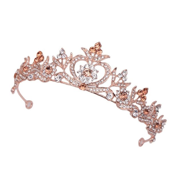 EOUQ Tiara Wedding Tiaras and Crowns for Women,Rhinestone Queen Tiara for Women Princess Crown Birthday Tiara Headbands (Gold & Lt Colorado topaz)