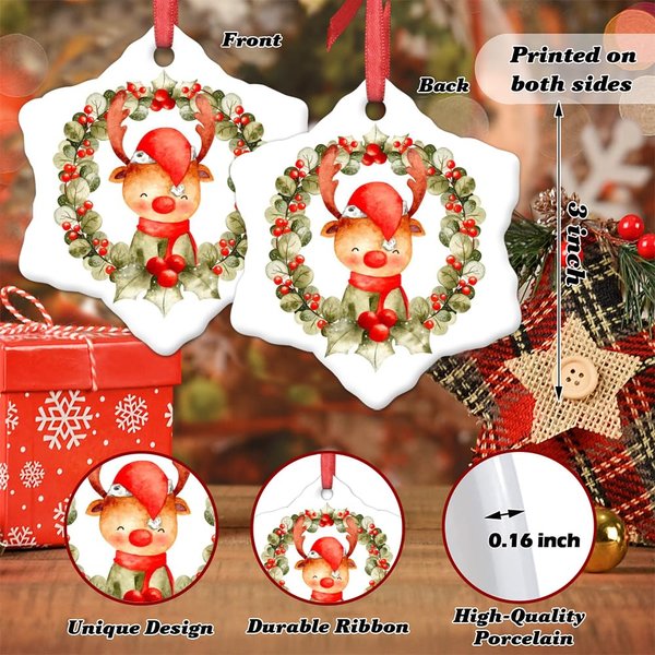 DOREENABE Vegan Truffle Pizza Christmas Ornaments Funny Food Christmas Tree Ornaments Ceramic Round Pizza Personalized Christmas Ornaments 2023 Keepsake Christmas Decor, 3 inch