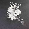 Cubahop Bride Wedding Flower Hair Pieces Silver Bridal Pearl Hair Accessories Rhinestones Hair Comb Slides for Women and Girls