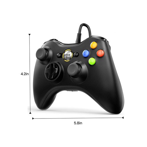 VOYEE PC Controller, Wired Controller Compatible with Microsoft Xbox 360 & Slim/PC Windows 10/8/7, with Upgraded Joystick, Double Shock | Enhanced (Black)