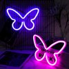 Riakrum 2 Pcs Butterfly Neon Signs Butterfly LED Light 3AA Battery Powered, USB Operated Wall Neon Light Decor Butterfly Neon Wall Art for Home Bedroom Wedding Birthday Party Decor(Pink, Blue)