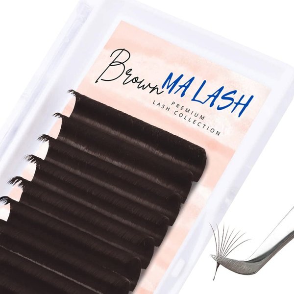 MA LASH Brown Dark Chocolate Eyelash Extensions Individual Lashes Premium Volume & Classic Lash Soft mixed and single lengths Black Salon Use (DC CC 0.1 (7-13 mixed))