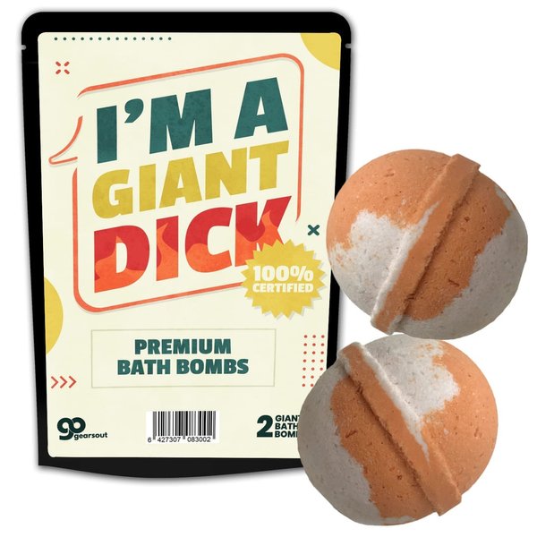 GearsOut I'm Giant Dick Funny Bath Bombs for Men - 2 Giant Orange Sorbet Fizzers Mens Bath Set Novelty Gift for Guy Friends Handmade Christmas Stocking Stuffers Valentines