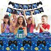 81 Pcs Video Game Party Supplies - 9th Birthday Video Game Party Decor Dinner Plates Napkins Video Game Tablecloth Forks Gaming Party Pack for Kid Boy 9th Birthday Party, Serves 20 (9th)