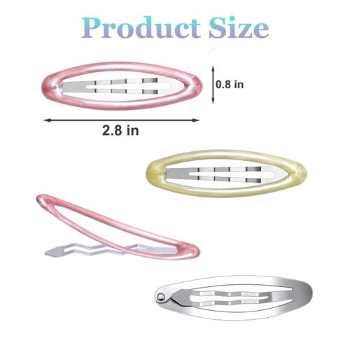 Yzurbu 4pcs Big Hair Clips, Oval Snap Hair Barrettes French Hair Accessories for Thin & Thick Hair