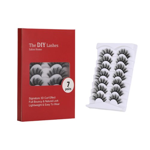 7 Pairs Natural False Eyelashes,Reusable Mink Cat Eye Lashes Fluffy Volume Strip Lashes Natural Look Extensions Thick Volume Lashes Long Eyelashes,Easy to Wear and Remove (Dense)