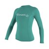 O'Neill Women's Basic Skins UPF 50+ Long Sleeve Rash Guard, Light Aqua, X-Small