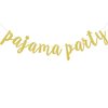 GXSOVSO Pajama Party Banner, Pre-strung Girls Night Decorations, Slumber Party Decorations for Girls, Gold Glitter