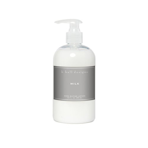 K. Hall Designs Milk Scented Shea Butter Lotion for Dry Skin, Creamy-Sweet Scent with Coconut & Vanilla, Shea Moisturizing Lotion for Sensitive Skin, 12oz