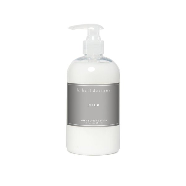 K. Hall Designs Milk Scented Shea Butter Lotion for Dry Skin, Creamy-Sweet Scent with Coconut & Vanilla, Shea Moisturizing Lotion for Sensitive Skin, 12oz