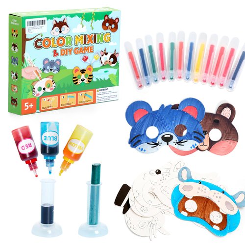 Educational Science Kits STEM Toys for Kids Age 5-7 Color Science Activity DIY Craft for Kids Boys Girls Ages 5,6,7,8,9,10 Years Animal Mask Painting Kit Color Mixing Gift for Christmas (Green)