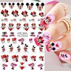 6 Sheets Valentine's Day Nail Art Stickers 3D Cute Cartoon Nail Decals Self Adhesive Love Heart Red Lips Design Nail Stickers Romantic Valentines Nail Decorations Supplies for Women Girls