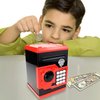 Yoego Kids Money Bank, Electronic Piggy Banks, Great Gift Toy for Kids Children, Auto Scroll Paper Money Saving Box Password Coin Bank,Perfect Toy Gifts for Boys Girls (Black red)