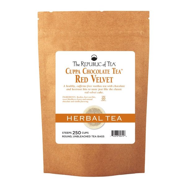 The Republic of Tea Red Velvet Cuppa Chocolate Tea, 250 Tea Bags