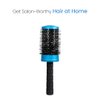 ForPro Professional Collection Expert Stylist Choice Nano Ceramic Hair Brush, 100% Natural Anion Bristle, Silicone Ergonomic Handle, 3" Ceramic Round Brush, Matte Blue
