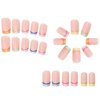 24Pcs Rainbow French Press on Nails Short Square False Nails Colourful Designs Glue on Nails Summer Glossy Full Cover Acrylic False Nails Kit Reusable Nail Art Decorations for Women Daily Wear