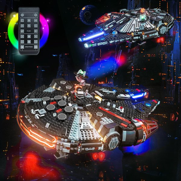 Brickshining LED Lighting Compatible with Lego The Dark Falcon 75389, Light Kit Compatible with Lego 75389, Giving Light to Model, NOT Included The Model Set(18 Key RC Version)