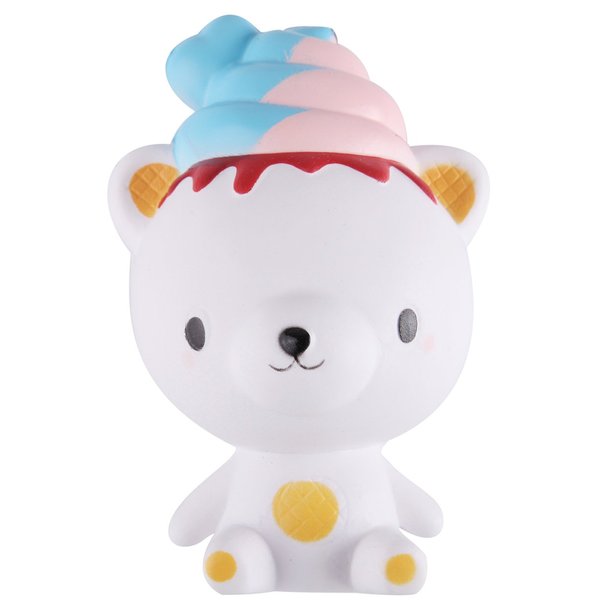 Anboor 5.1 Inches Jumbo Slow Rising Squishies Ice Cream Poop Yummy Bear Kawaii Scented Squishies Animal Toy for Collection 1 Pcs Color Random