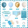 Blue Birthday Decorations for Boys Girls,Light Blue Birthday Party Decorations,Blue Fringe Curtain Happy Birthday Banner Tablecloth Paper Pom Poms Blue Sand White Gold Balloons (Blue Birthday Kit 1)