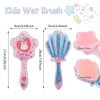 2Pcs Girls Wet Hair Brush, Cute Detangler Brush, Kids Wet-Brush No Pain Soft for All Hair Types Hair Curly Through Tangles Boys Hair Brush(Rabbit & Shell Pattern, with 10Pcs Cartoon Hair Ties)