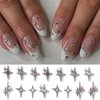 40Pcs Silver Star Nail Charms, 3D Stars Nail Art Charms for Acrylic Nails Shiny Alloy Crystal Star Nail Gems Nail Jewels Star Nail Rhinestones Nail Art Supplies for Women and Girls DIY Nail Decor