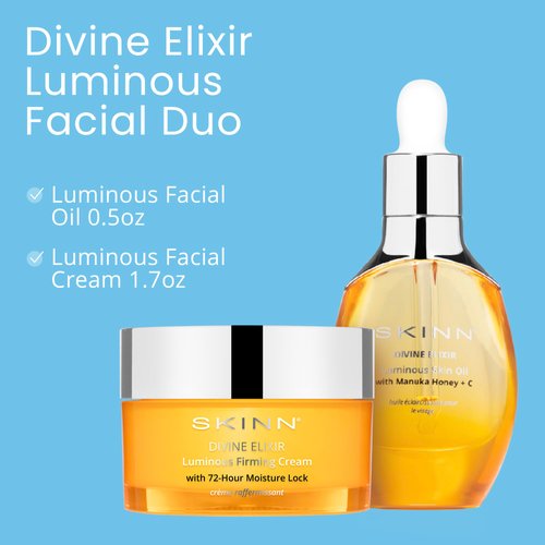 Luminous Facial Oil and Face Firming Cream Set - Anti-Aging Skin Care Duo to Reduce Fine Lines, Wrinkles & Strengthen Skins Barrier with Vitamin C & Manuka Honey