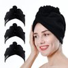 COGANA 3Pack Microfiber Hair Towels, Hair Towel Wrap for Women, Hair Drying Towel with Button, Hair Wrap Towel for Curly Hair, Hair Turban for Wet Hair(10Wx28L, Black)